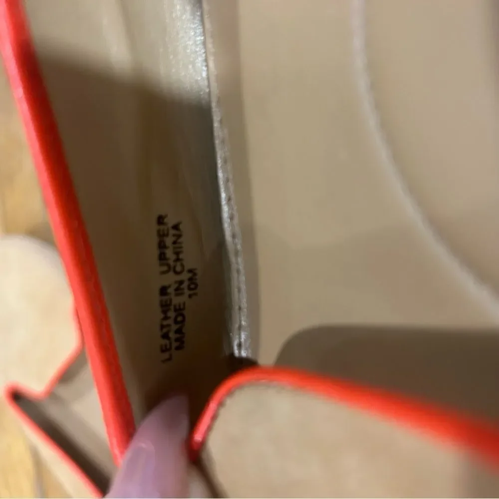 Talbots Zelda Nude and Orange Piping Suede Leather Smoking Loafer flats